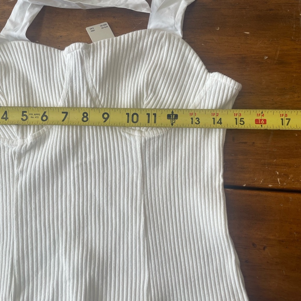 New Anthropolgie Maeve Structured Tie Shoulder Bow Tank Bustier White Small S - Picture 4 of 6
